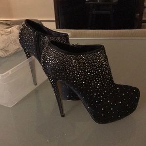 Silver studded platform boots/heels